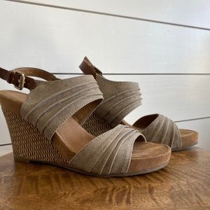 A2 Linen suede & Jute wedge sandals